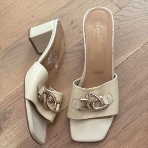 Avellini Women’s Made in Italy Cream Chain Detail Mules